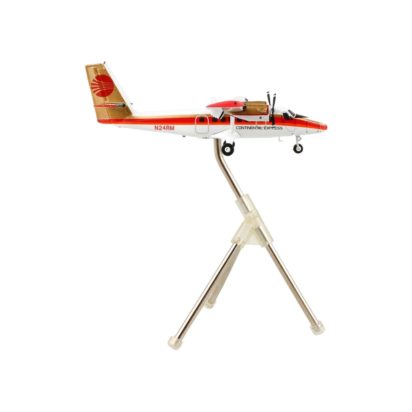 De Havilland DHC-6-300 Commercial Aircraft "Continental Express" White with Red Stripes and Gold Tail "Gemini 200" Series 1/200 Diecast Model Airplane by GeminiJets