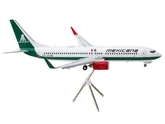 Boeing 737-800 Commercial Aircraft with Flaps Down "Mexicana" (XA-ASM) White with Green Stripes "Gemini 200" Series 1/200 Diecast Model Airplane by GeminiJets