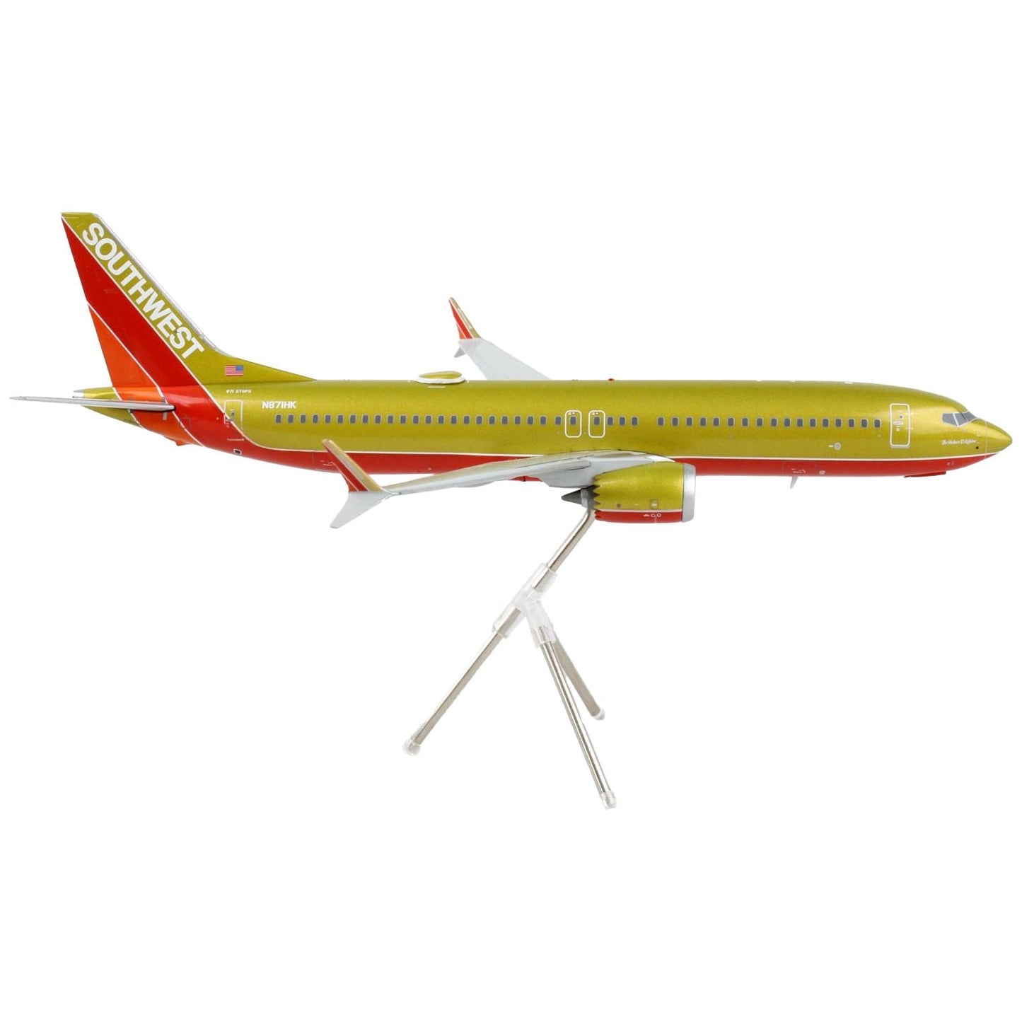 Boeing 737 MAX 8 Commercial Aircraft "Southwest Airlines" Gold and Red "Gemini 200" Series 1/200 Diecast Model Airplane by GeminiJets