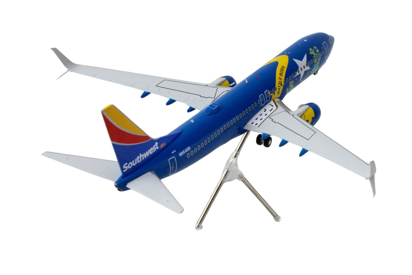 Boeing 737-800 Commercial Aircraft "Southwest Airlines - Nevada One" (N8646B) Blue with Tail Stripes "Gemini 200" Series 1/200 Diecast Model Airplane by GeminiJets