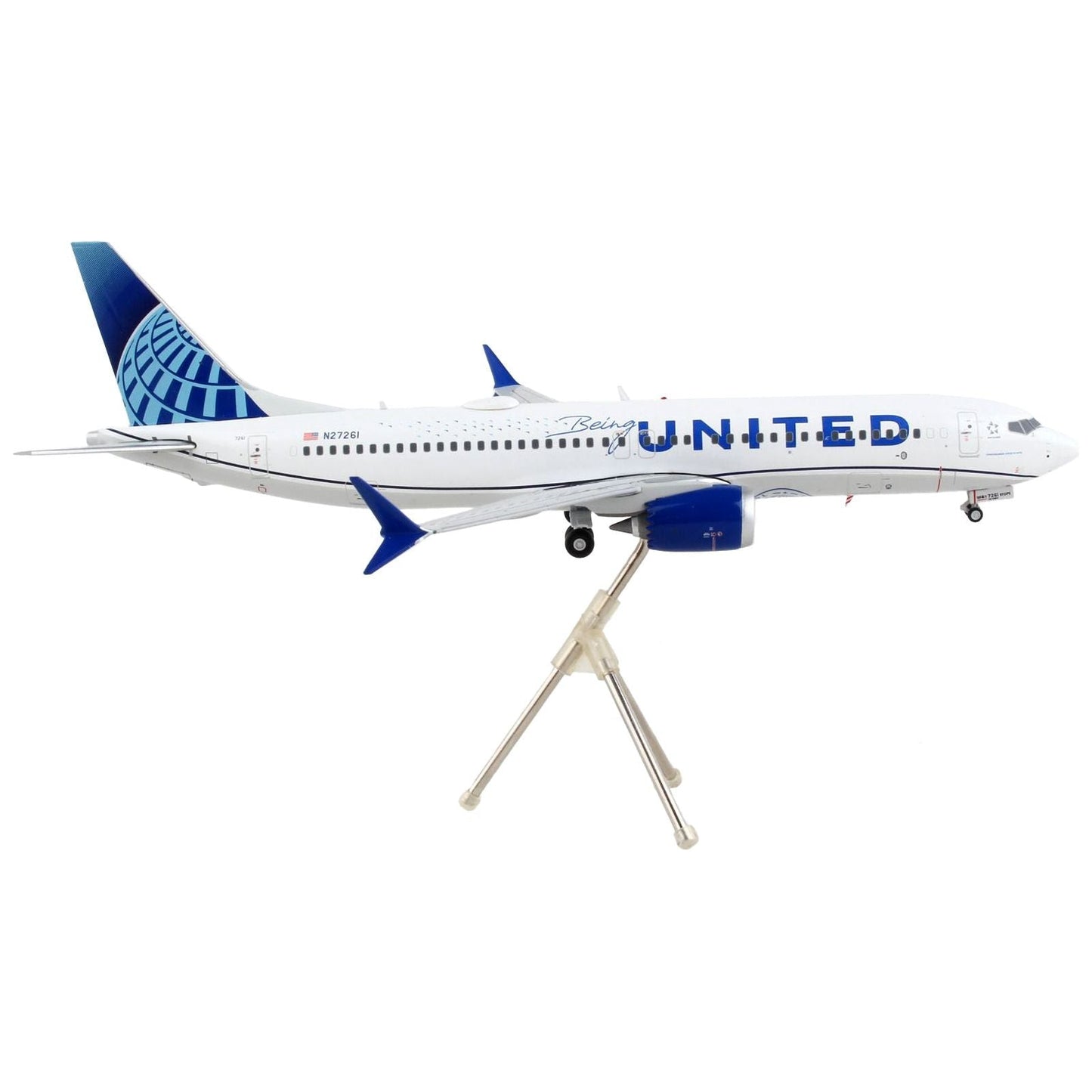 Boeing 737 MAX 8 Commercial Aircraft "United Airlines - United Together" White with Blue Tail "Gemini 200" Series 1/200 Diecast Model Airplane by GeminiJets