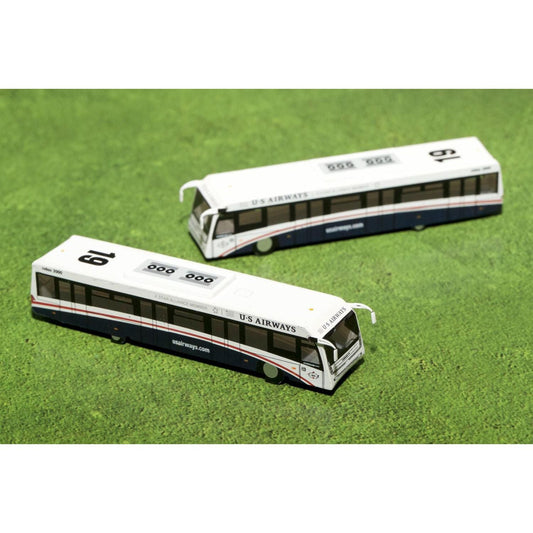 Cobus 3000 Passenger Bus White and Blue "US Airways Shuttle Bus" 2 Piece Set "Gemini 200" Series Diecast Models by GeminiJets