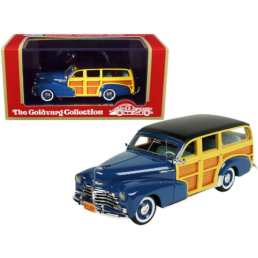 1948 Chevrolet Fleetmaster Woodie Station Wagon Como Blue with Black Top Limited Edition to 240 pieces Worldwide 1/43 Model Car by Goldvarg Collection