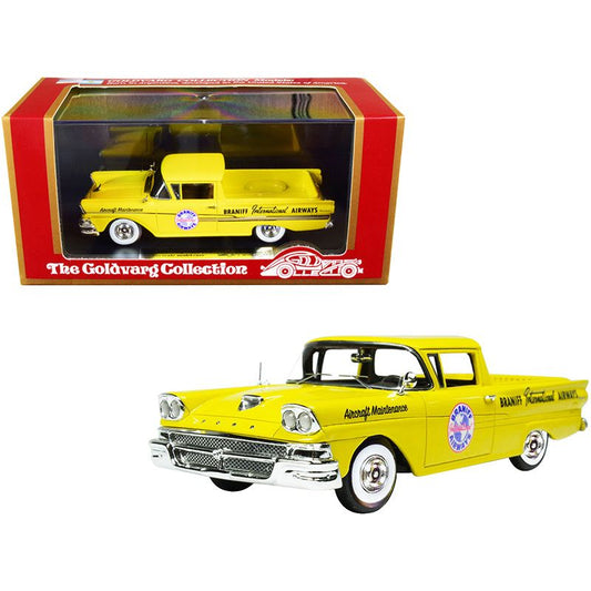 1958 Ford Ranchero Aircraft Maintenance Car Yellow "Braniff International Airways" Limited Edition to 125 pieces Worldwide 1/43 Model Car by Goldvarg Collection