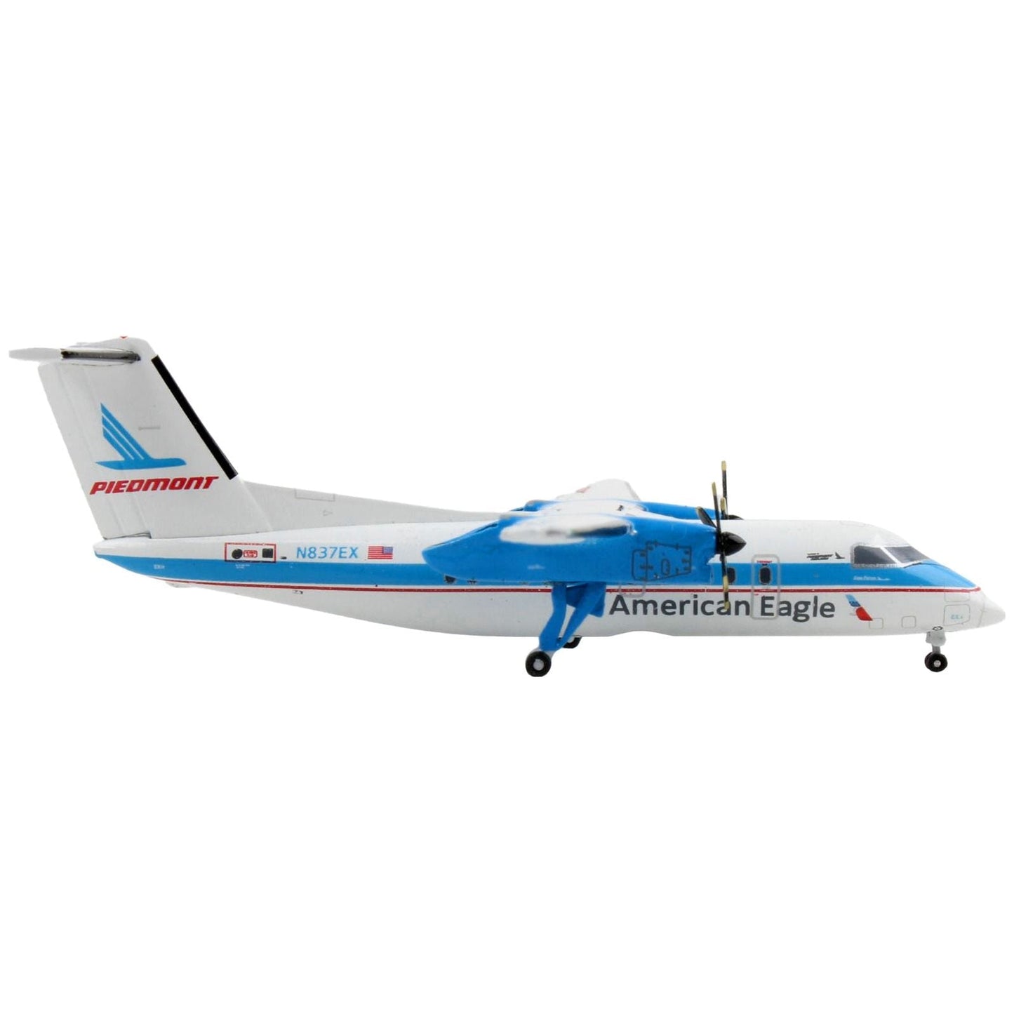 Bombardier Dash 8-100 Commercial Aircraft "American Airlines - American Eagle - Piedmont Airlines" White with Blue Stripes 1/400 Diecast Model Airplane by GeminiJets