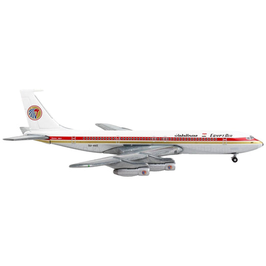 Boeing 707 Commercial Aircraft "EgyptAir" White with Red and Gold Stripes 1/400 Diecast Model Airplane by GeminiJets