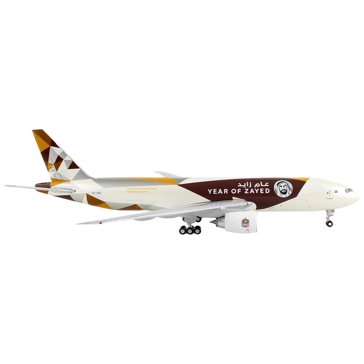 Boeing 777F Commercial Aircraft "Etihad Cargo - Year of Zayed" White with Graphics 1/400 Diecast Model Airplane by GeminiJets