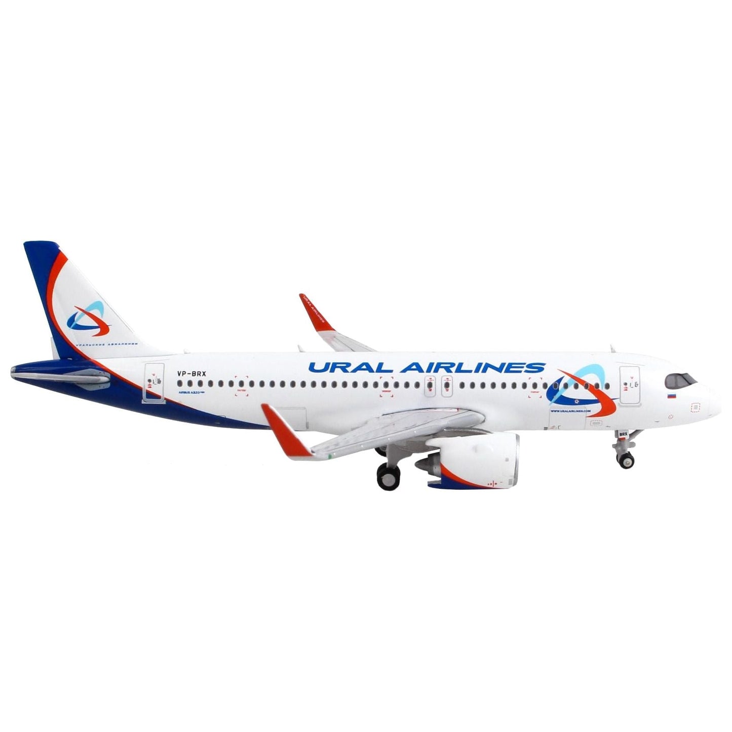 Airbus A320neo Commercial Aircraft "Ural Airlines" White with Blue Tail 1/400 Diecast Model Airplane by GeminiJets