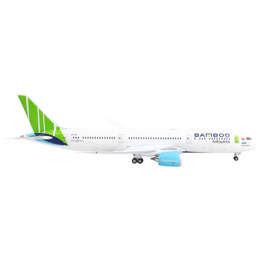 Boeing 787-9 Commercial Aircraft "Bamboo Airways" White with Green Tail 1/400 Diecast Model Airplane by GeminiJets