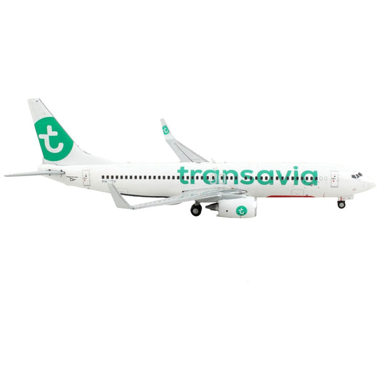 Boeing 737-800 Commercial Aircraft "Transavia Airlines" White with Green Tail 1/400 Diecast Model Airplane by GeminiJets