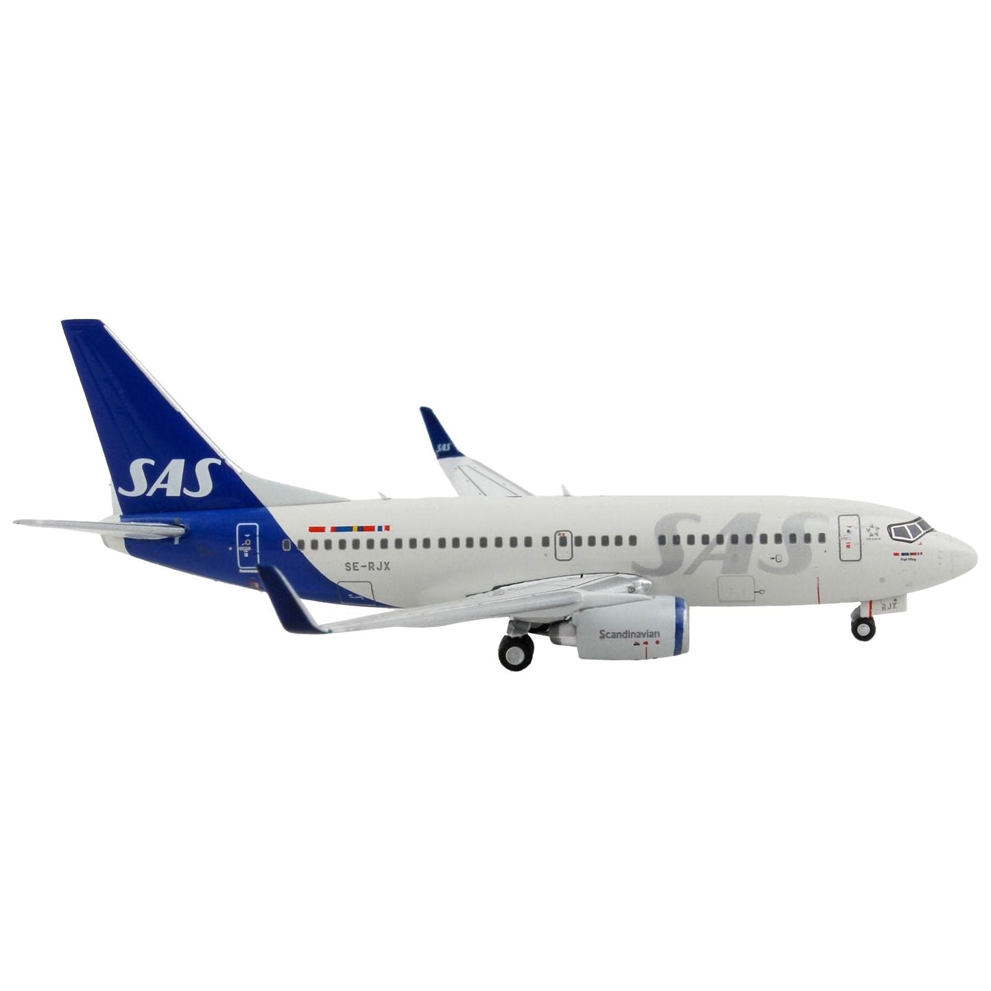 Boeing 737-700 Commercial Aircraft "Scandinavian Airlines" Gray with Blue Tail 1/400 Diecast Model Airplane by GeminiJets