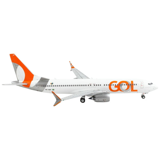 Boeing 737 MAX 8 Commercial Aircraft "Gol Linhas Aereas Inteligentes" White with Orange and Silver Tail 1/400 Diecast Model Airplane by GeminiJets