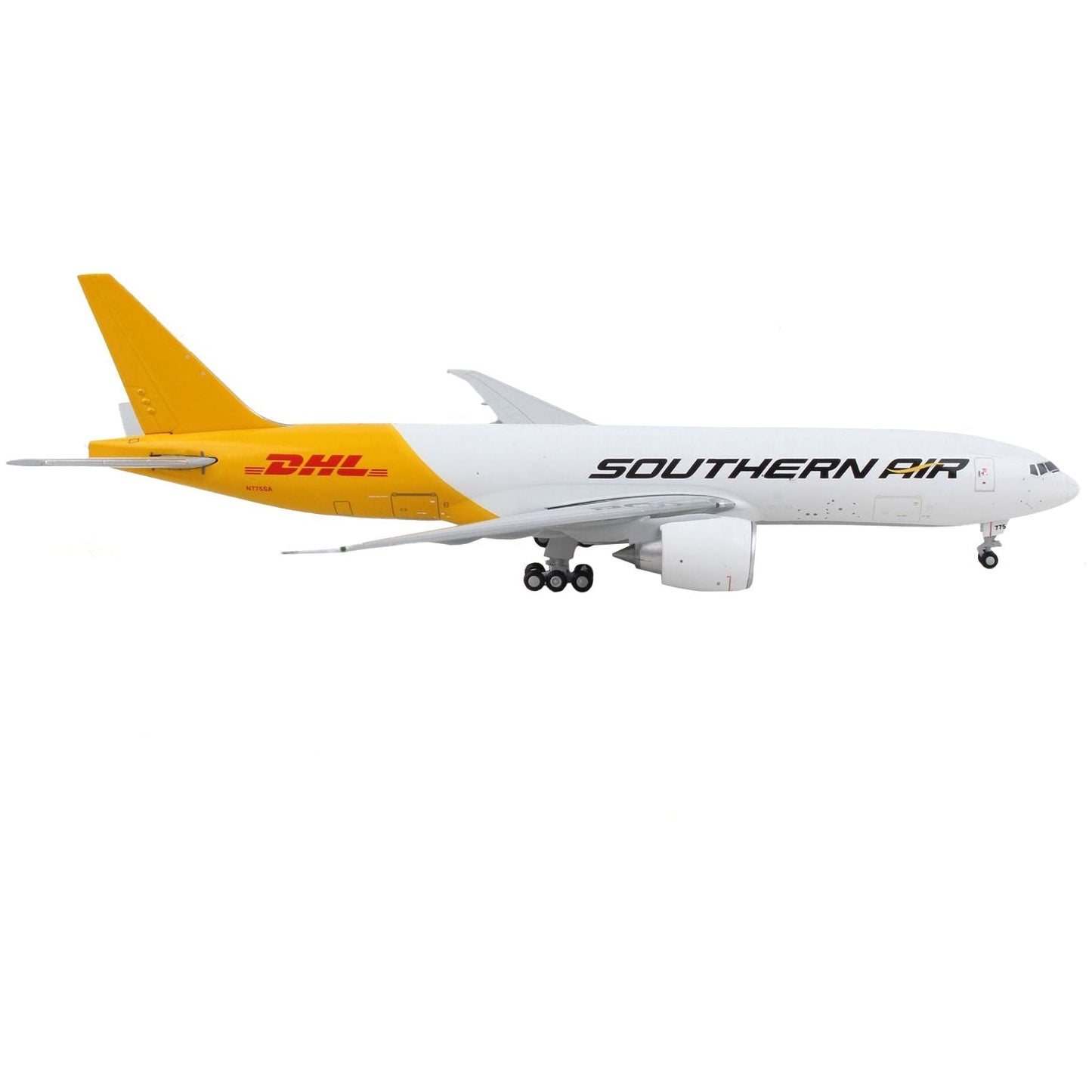 Boeing 777F Commercial Aircraft "Southern Air - DHL" White and Yellow 1/400 Diecast Model Airplane by GeminiJets