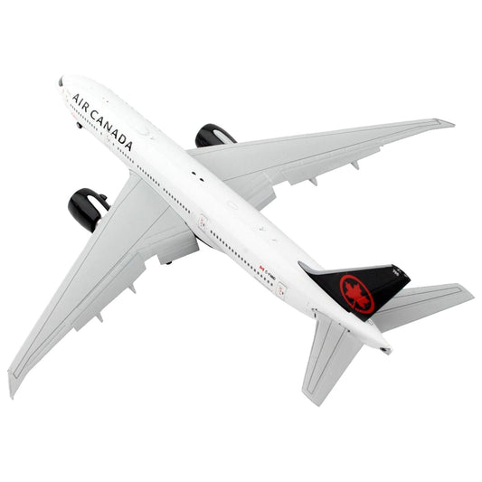 Boeing 777-200LR Commercial Aircraft with Flaps Down "Air Canada" White with Black Tail 1/400 Diecast Model Airplane by GeminiJets