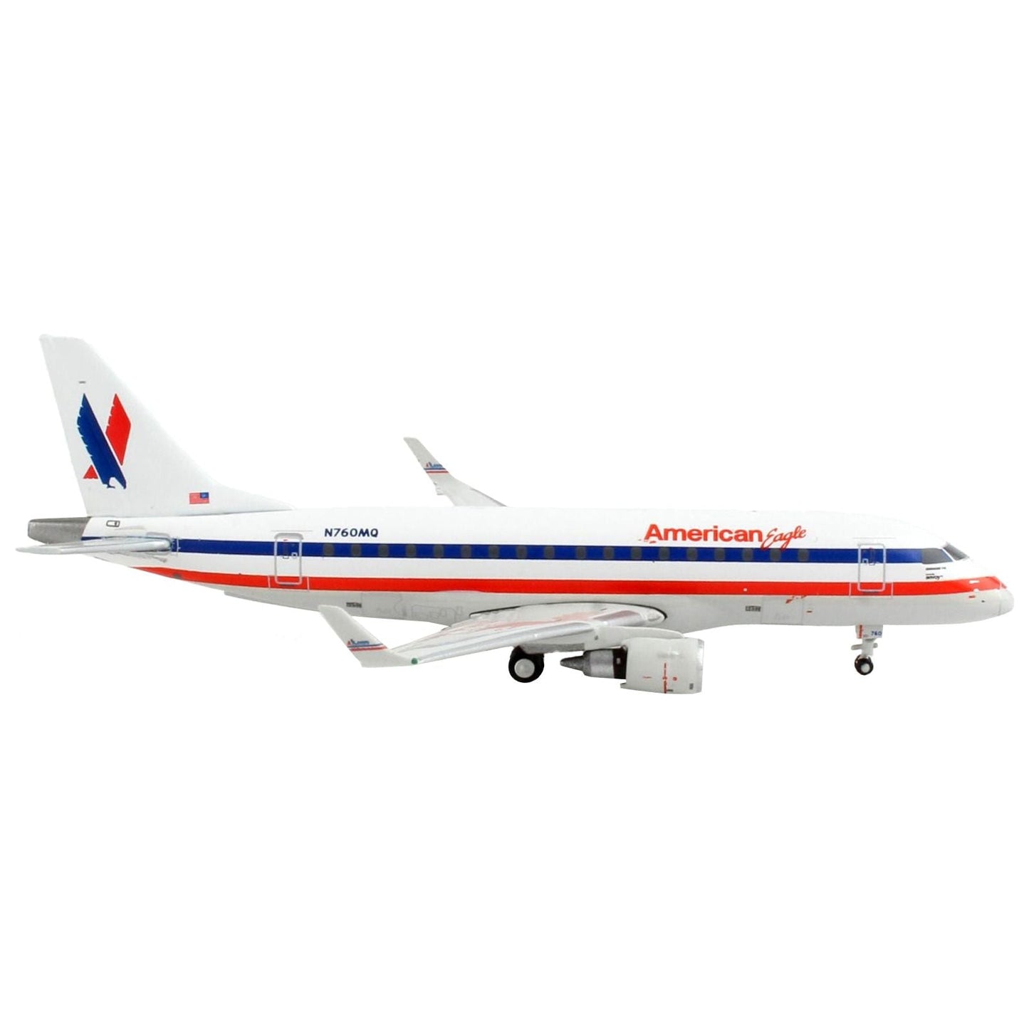 Embraer ERJ-170 Commercial Aircraft "American Airlines - American Eagle" White with Blue and Red Stripes 1/400 Diecast Model Airplane by GeminiJets