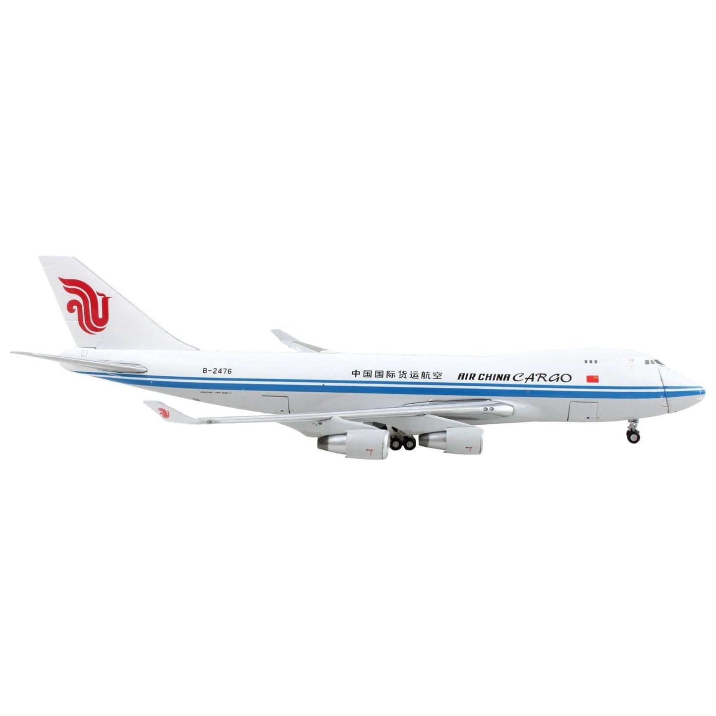 Boeing 747-400F Commercial Aircraft "Air China Cargo" White with Blue Stripes "Interactive Series" 1/400 Diecast Model Airplane by GeminiJets