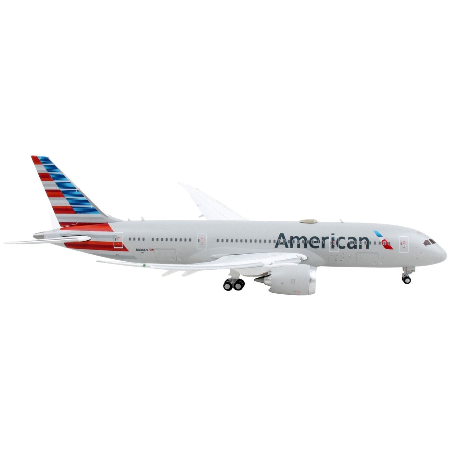 Boeing 787-8 Commercial Aircraft with Flaps Down "American Airlines" Gray with Striped Tail 1/400 Diecast Model Airplane by GeminiJets