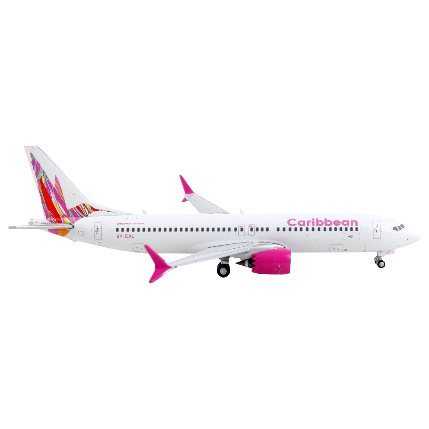 Boeing 737 MAX 8 Commercial Aircraft "Caribbean Airlines" White with Tail Graphics 1/400 Diecast Model Airplane by GeminiJets