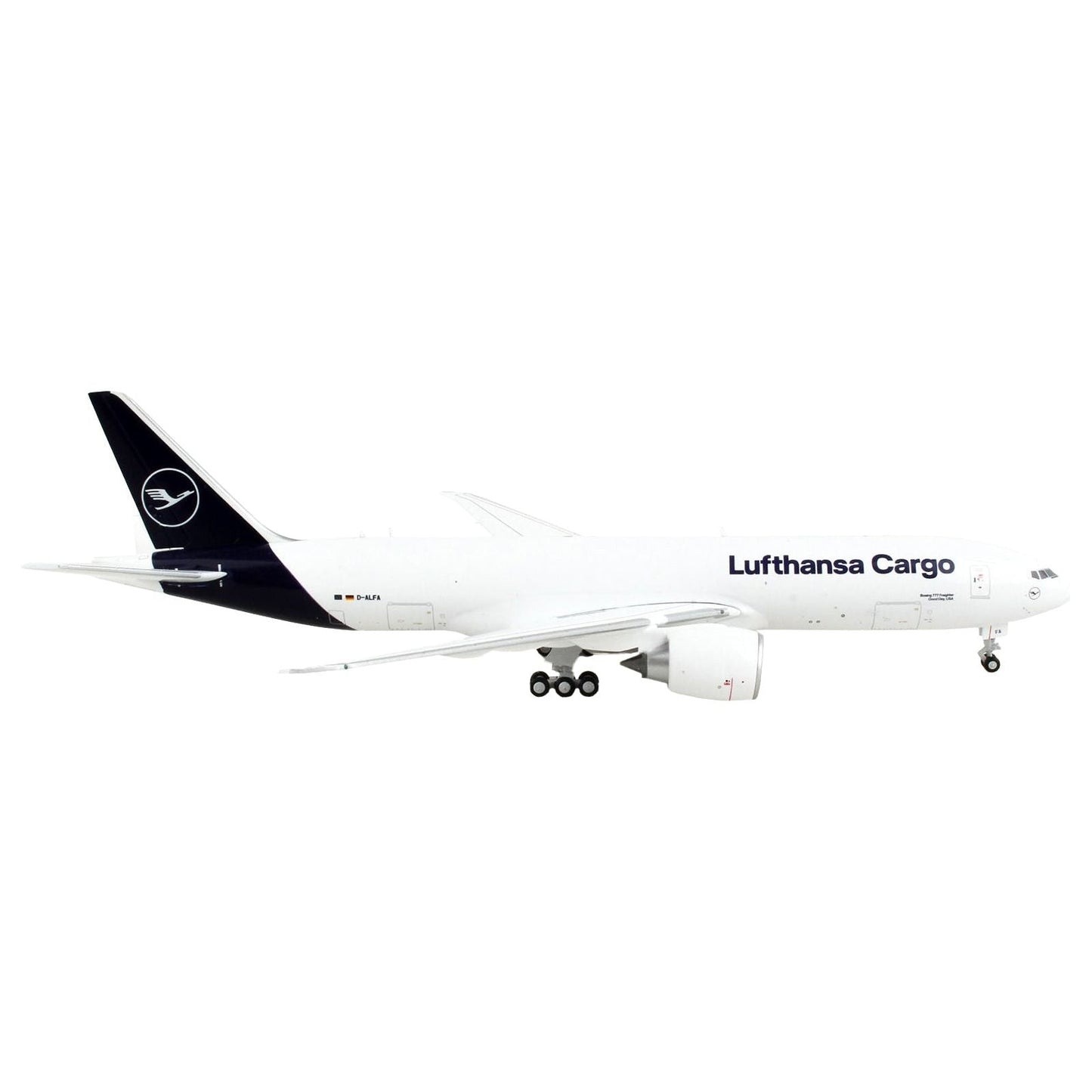 Boeing 777F Commercial Aircraft "Lufthansa Cargo" White with Dark Blue Tail 1/400 Diecast Model Airplane by GeminiJets