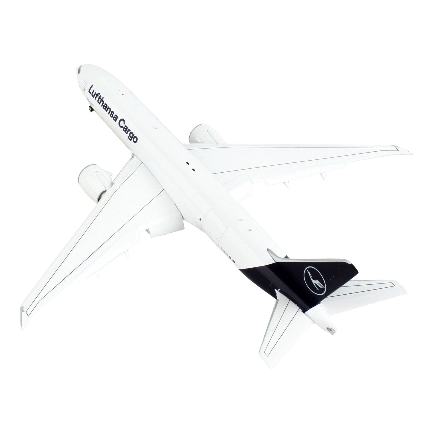 Boeing 777F Commercial Aircraft with Flaps Down "Lufthansa Cargo" White with Dark Blue Tail 1/400 Diecast Model Airplane by GeminiJets