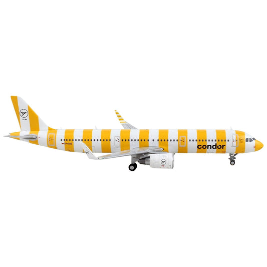 Airbus A321 Commercial Aircraft "Condor Airlines" White and Yellow Stripes 1/400 Diecast Model Airplane by GeminiJets