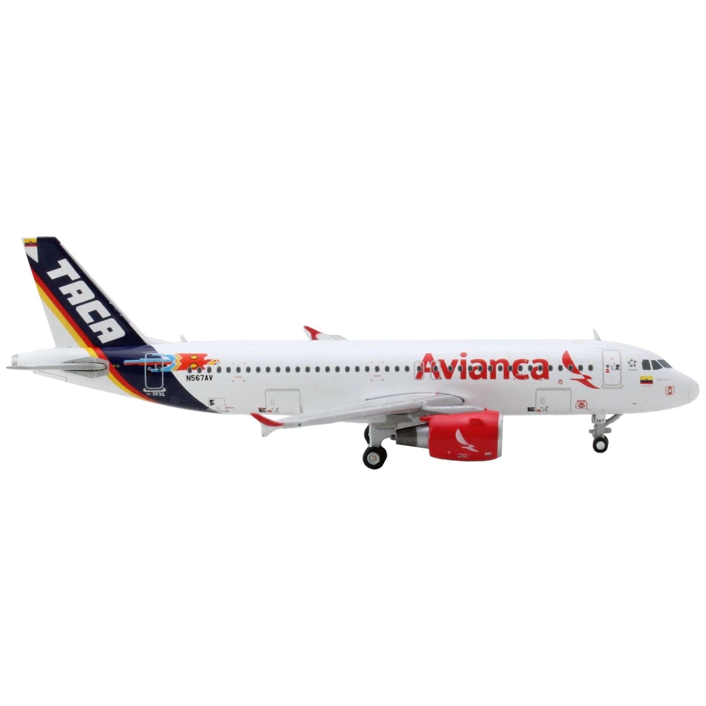 Airbus A320 Commercial Aircraft "Avianca Airlines" White with Tail Stripes 1/400 Diecast Model Airplane by GeminiJets