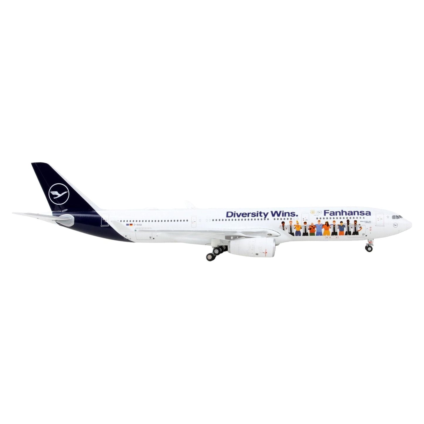 Airbus A330-300 Commercial Aircraft "Lufthansa - Fanhansa Diversity Wins" White with Blue Tail 1/400 Diecast Model Airplane by GeminiJets