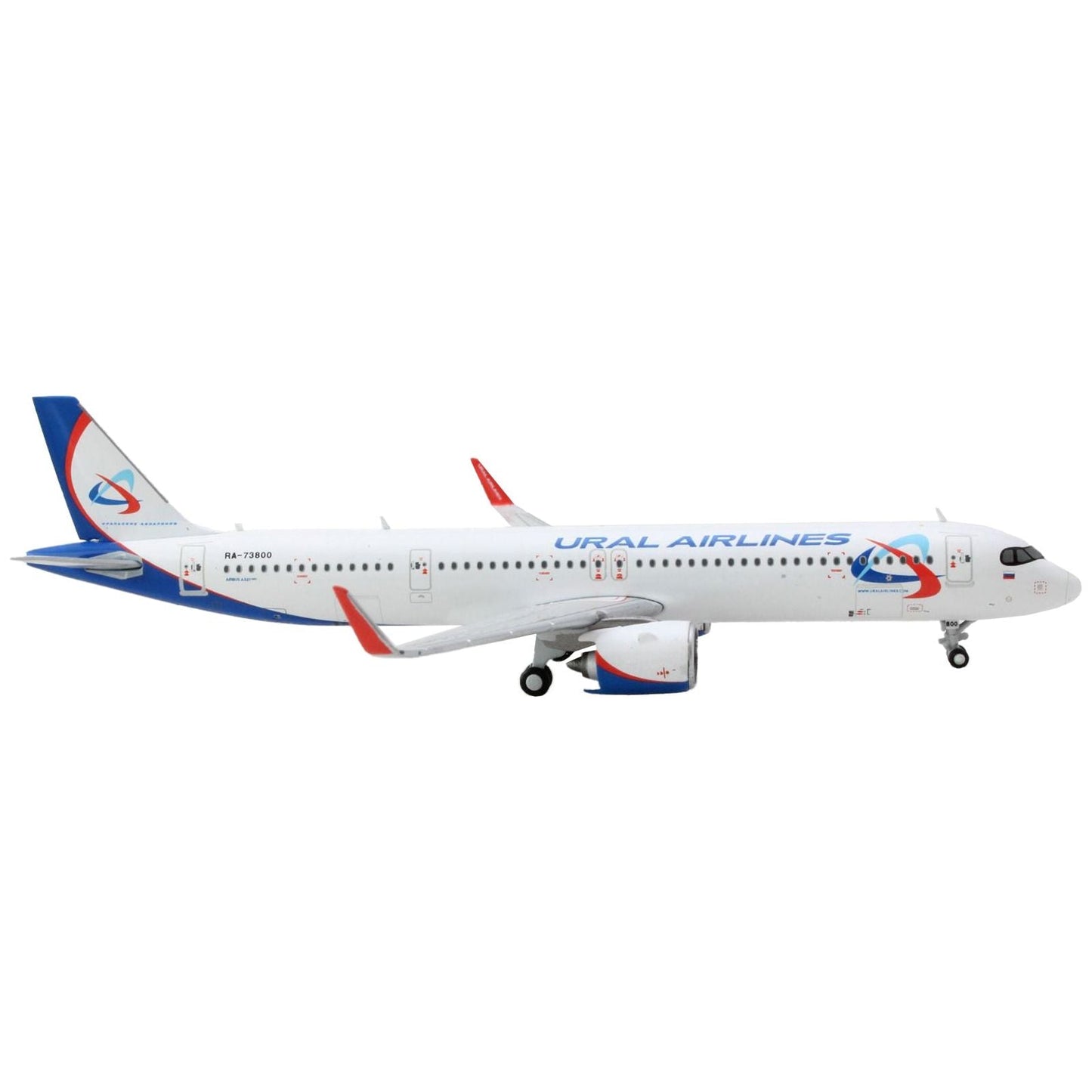 Airbus A321neo Commercial Aircraft "Ural Airlines" White with Blue Tail 1/400 Diecast Model Airplane by GeminiJets