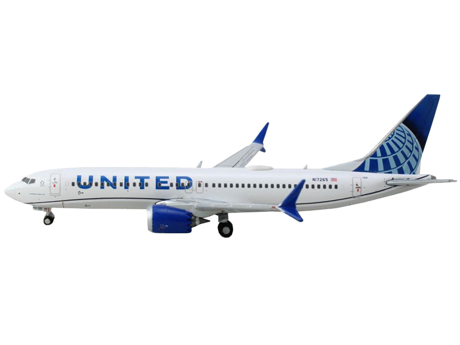 Boeing 737 MAX 8 Commercial Aircraft "United Airlines" (N17265) White with Blue Tail 1/400 Diecast Model Airplane by GeminiJets