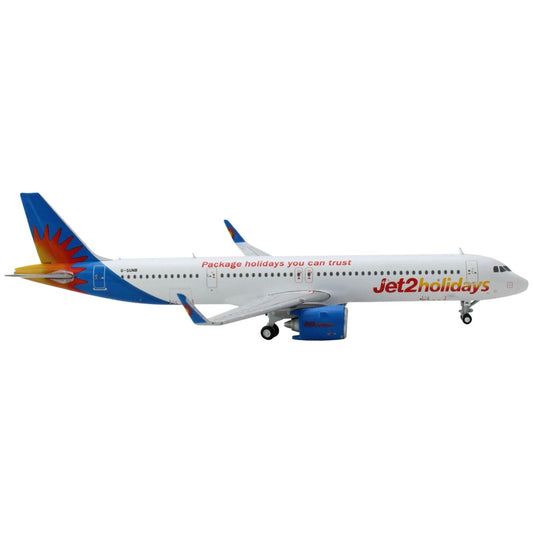 Airbus A321neo Commercial Aircraft "Jet2 Holidays" White with Blue Tail 1/400 Diecast Model Airplane by GeminiJets