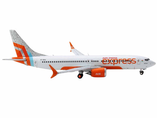 Boeing 737 MAX 8 Commercial Aircraft "Air India Express" (VT-BXA) White with Tail Graphics 1/400 Diecast Model Airplane by GeminiJets