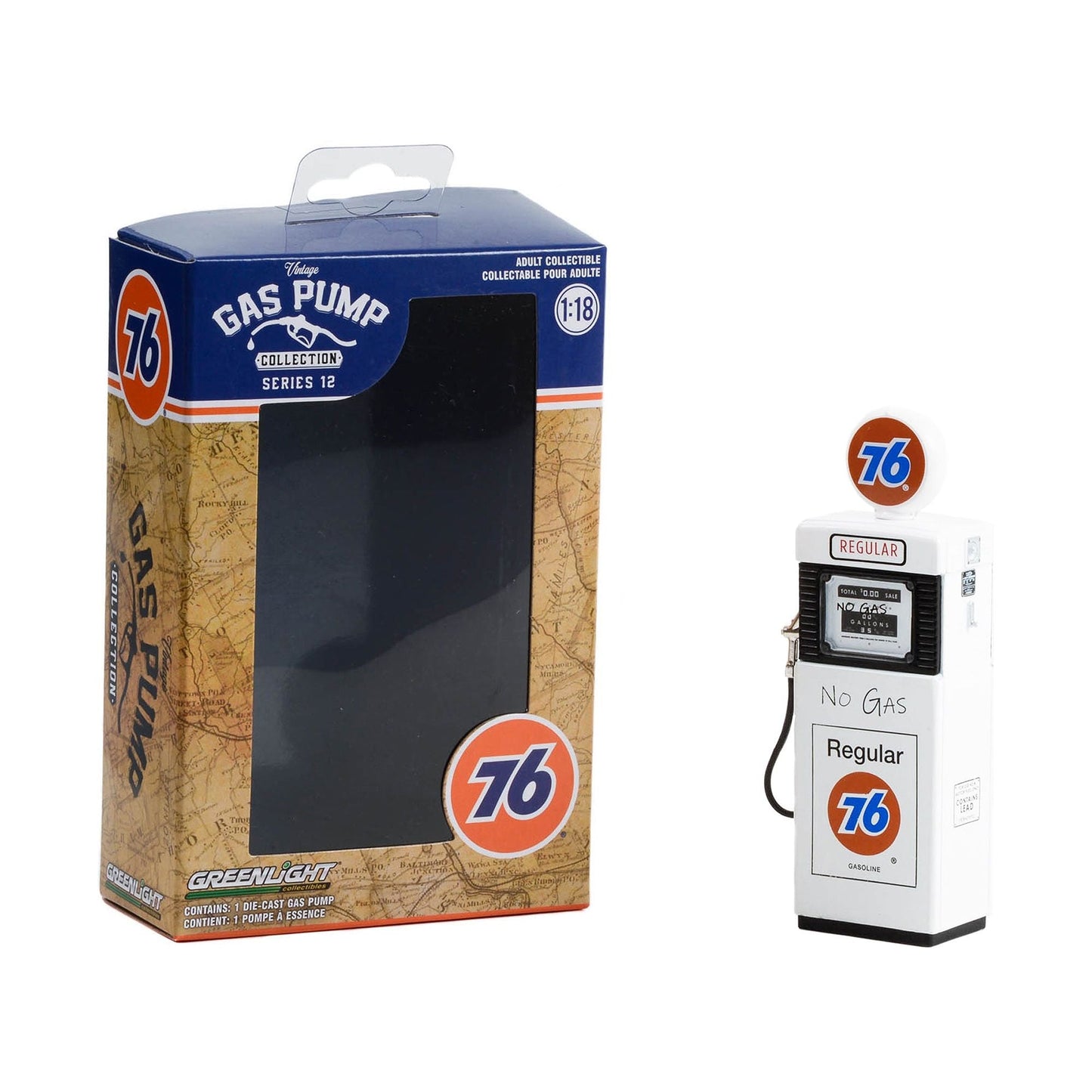 1951 Wayne 505 Gas Pump "Union 76 Regular Gasoline" "No Gas" White "Vintage Gas Pumps" Series 12 1/18 Diecast Model by Greenlight