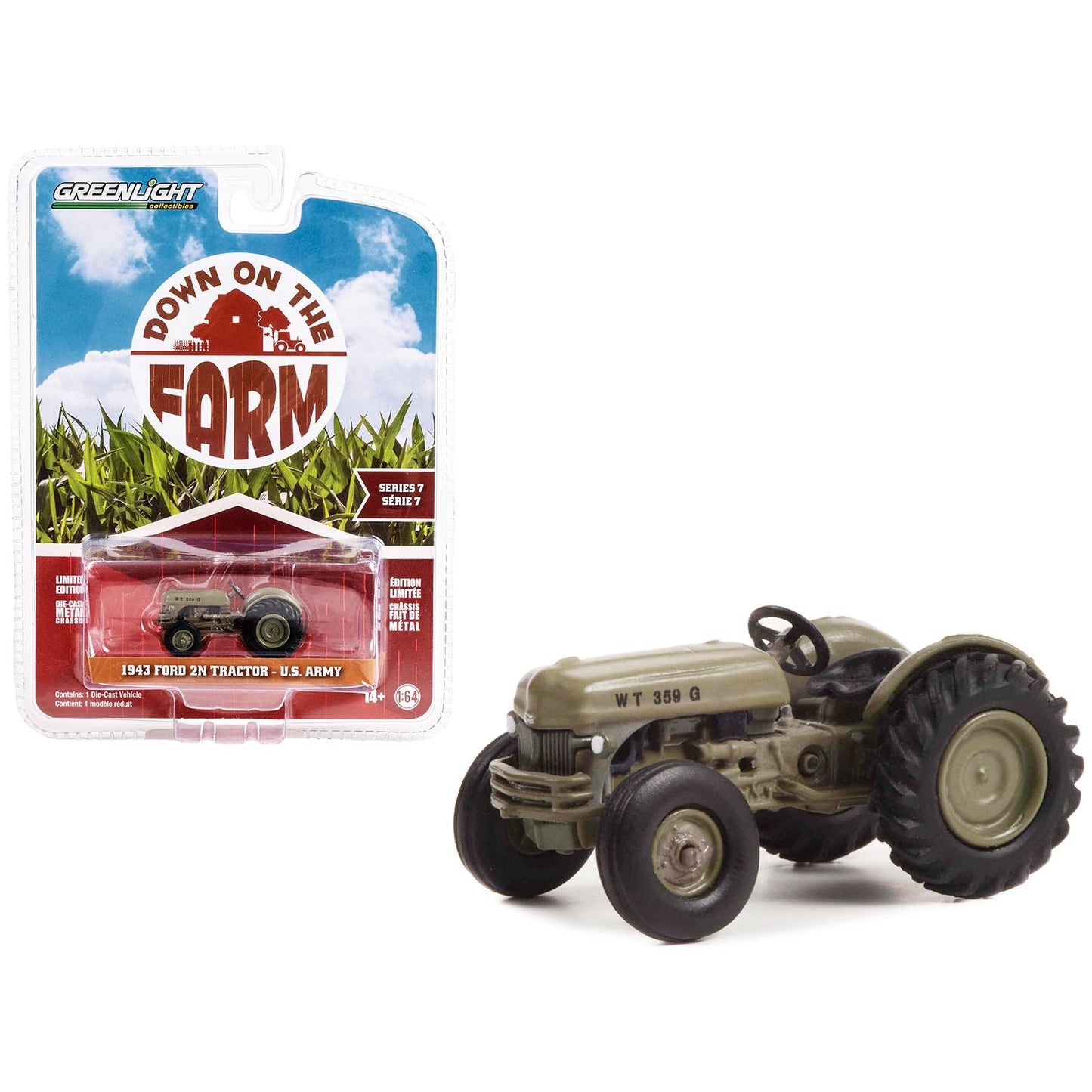 1943 Ford 2N Tractor Brown "U.S. Army" "Down on the Farm" Series 7 1/64 Diecast Model by Greenlight