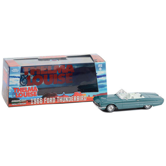 1966 Ford Thunderbird Convertible Light Blue Metallic with White Interior "Thelma & Louise" (1991) Movie "Hollywood" Series 1/43 Diecast Model Car by Greenlight