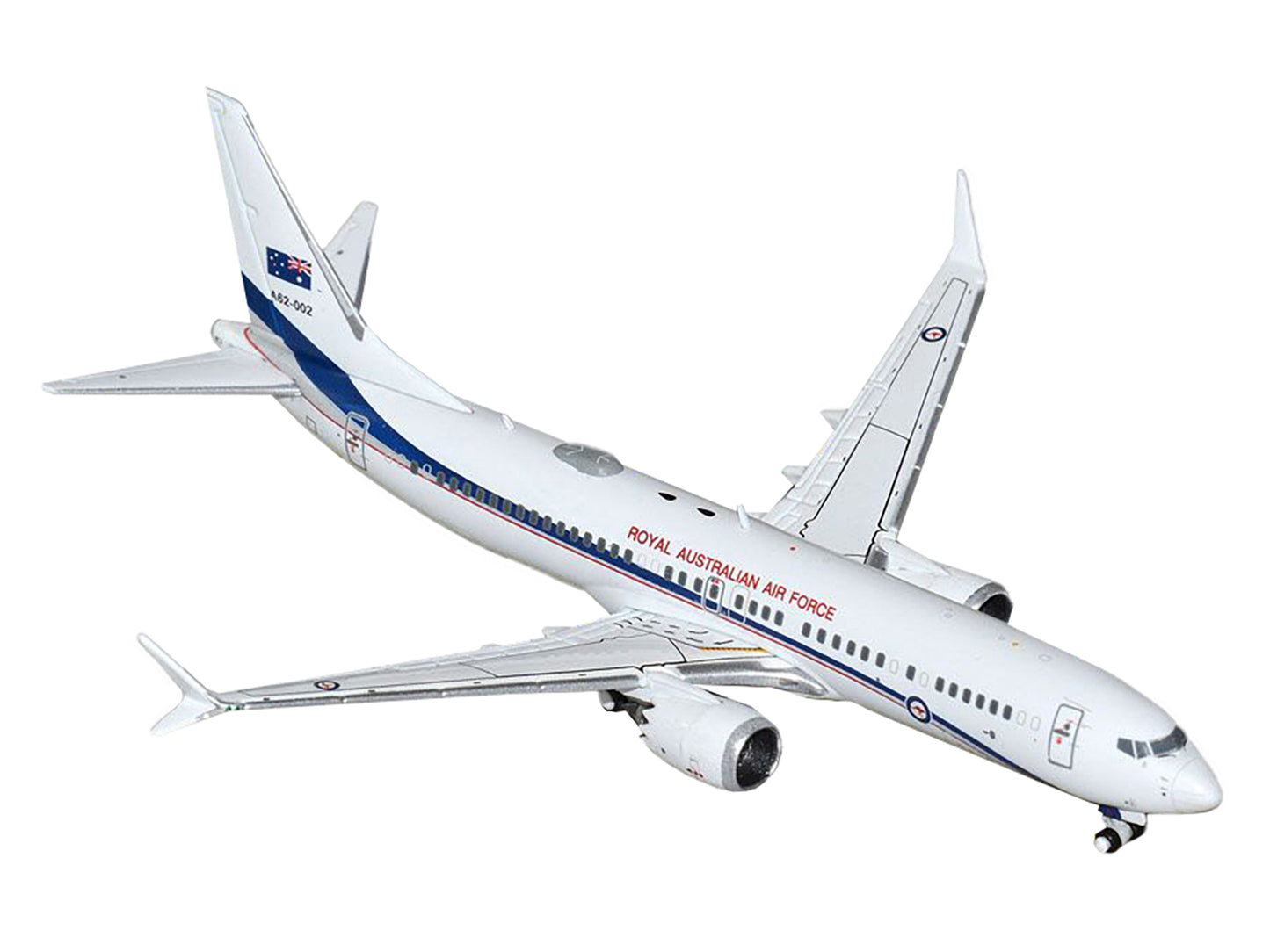 Boeing 737 MAX 8 BBJ Transport Aircraft "Royal Australian Air Force (RAAF)" (A62-002) White with Blue Stripes "Gemini Macs" Series 1/400 Diecast Model Airplane by GeminiJets