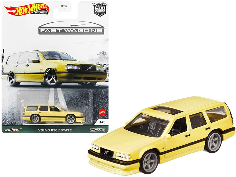 Volvo 850 Estate RHD (Right Hand Drive) with Sunroof Light Yellow "Fast Wagons" Series Diecast Model Car by Hot Wheels