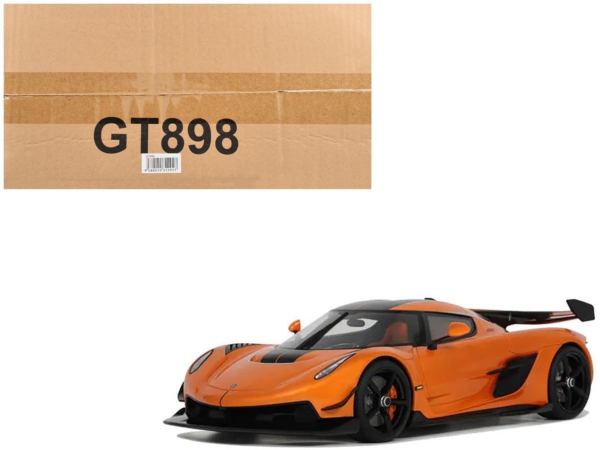 Koenigsegg Jesko Attack Orange Metallic with Black Stripes 1/18 Model Car by GT Spirit