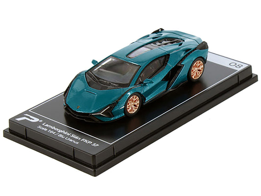 Lamborghini Sian FKP 37 Blu Uranus Blue Metallic "Hypercar League Collection" 1/64 Diecast Model Car by PosterCars