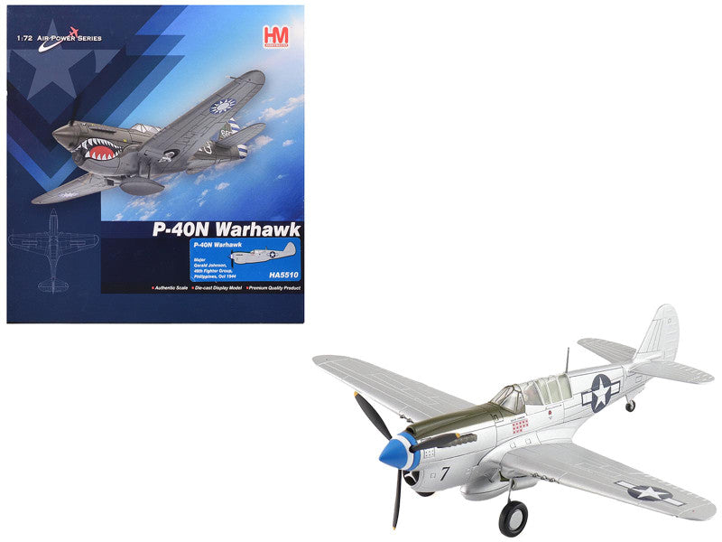 Curtiss P-40N Warhawk Fighter-Bomber Aircraft "Major Gerald Johnson 49th Fighter Group Philippines" (1944) United States Army Air Forces "Air Power Series" 1/72 Diecast Model by Hobby Master