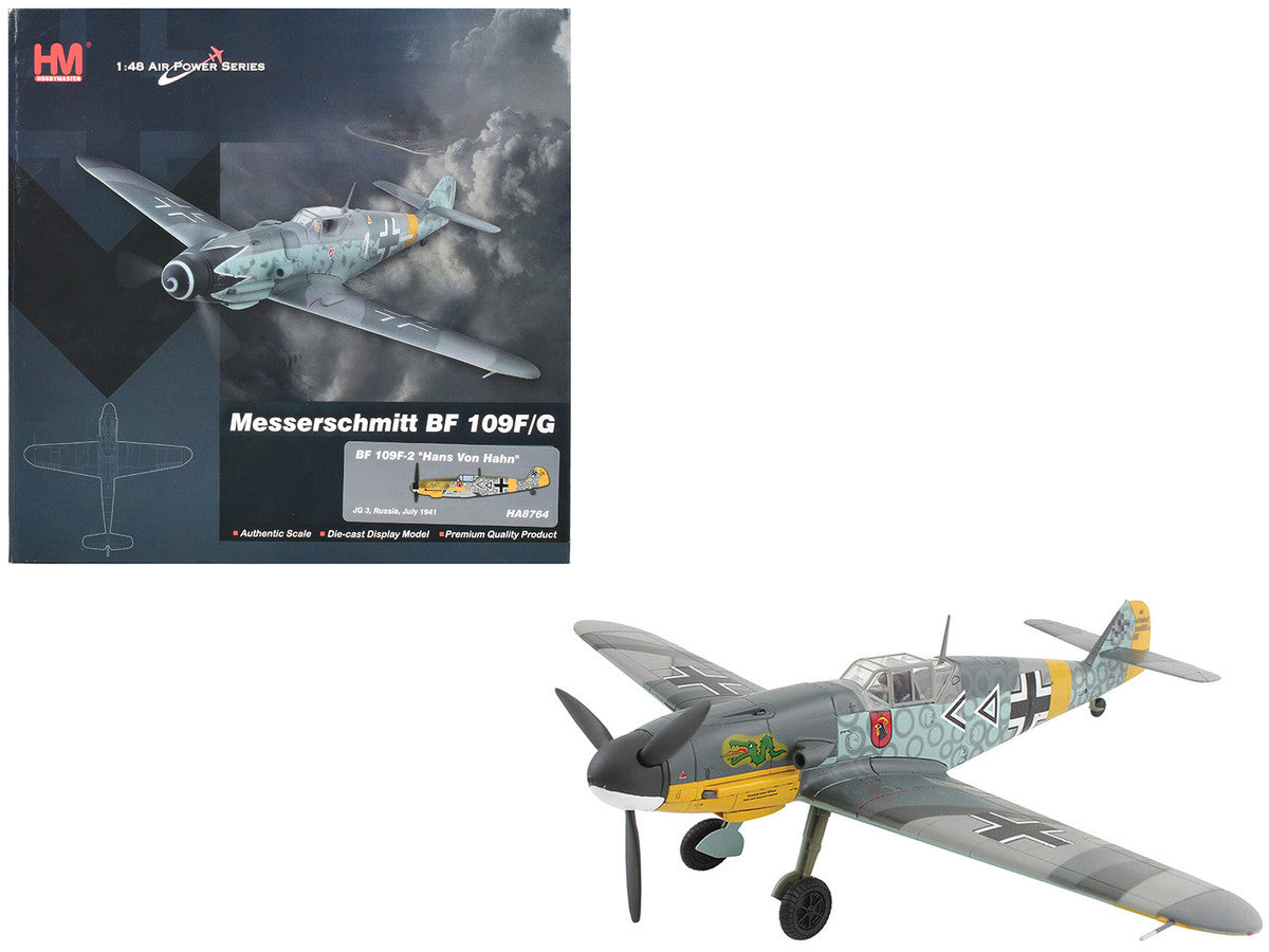 Messerschmitt Bf 109F-2 Fighter Aircraft "JG 3 Hans Von Hahn Russia" (1941) German Luftwaffe "Air Power Series" 1/48 Diecast Model by Hobby Master $80.74