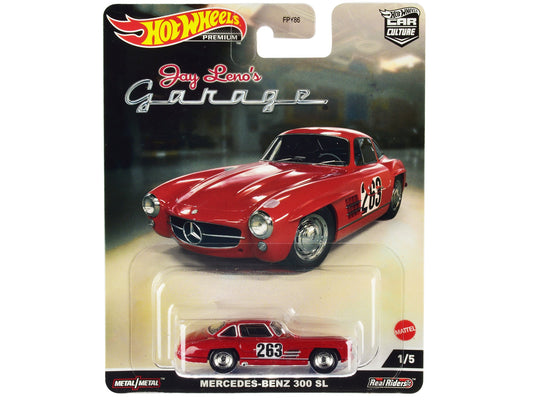 Mercedes-Benz 300 SL #263 Red (Weathered) "Jay Lenoâ€™s Garage" Diecast Model Car by Hot Wheels