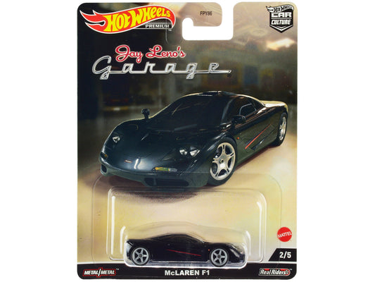 McLaren F1 Black with Red Stripes "Jay Lenoâ€™s Garage" Diecast Model Car by Hot Wheels