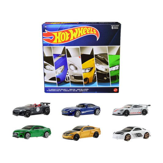 "European Theme" 6 piece Set Diecast Model Cars by Hot Wheels