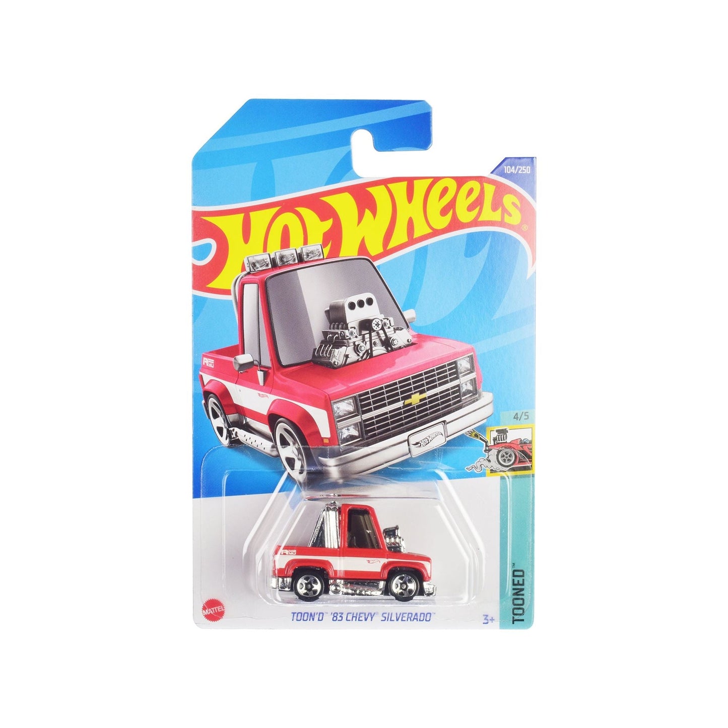 1983 Chevrolet Silverado "Toon'd" Pickup Truck Red and White "Tooned" Series Diecast Model Car by Hot Wheels