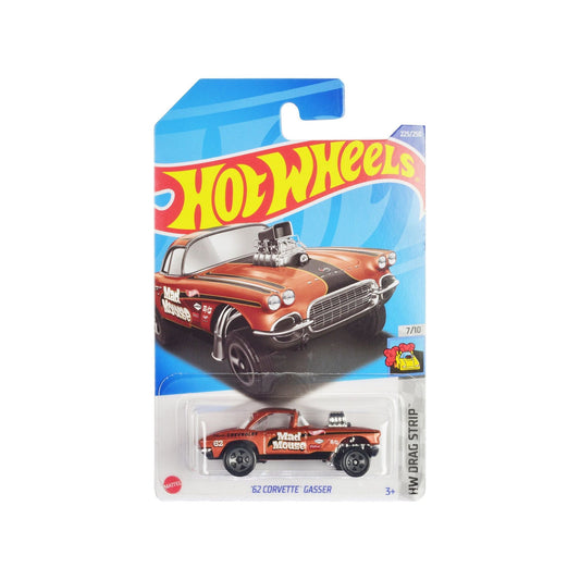 1962 Chevrolet Corvette Gasser "Mad Mouse" Copper Metallic with Black Stripes "HW Drag Strip" Series Diecast Model Car by Hot Wheels