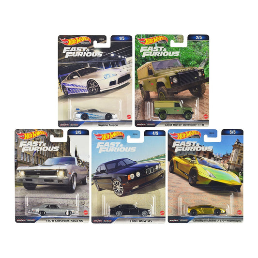 "Fast & Furious" 2023 5 piece Set D Diecast Model Cars by Hot Wheels