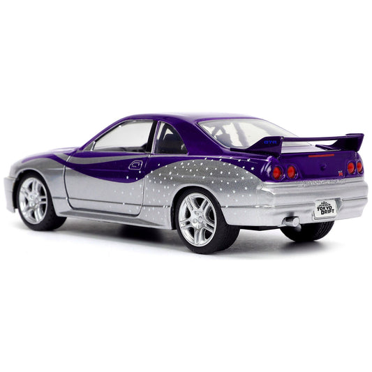 1995 Nissan Skyline GT-R (BCNR33) Purple and Silver Metallic "Fast & Furious" Series 1/32 Diecast Model Car by Jada