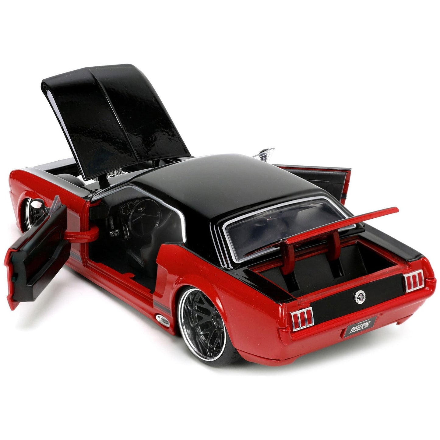 1965 Ford Mustang Custom Red and Black "Bigtime Muscle" Series 1/24 Diecast Model Car by Jada