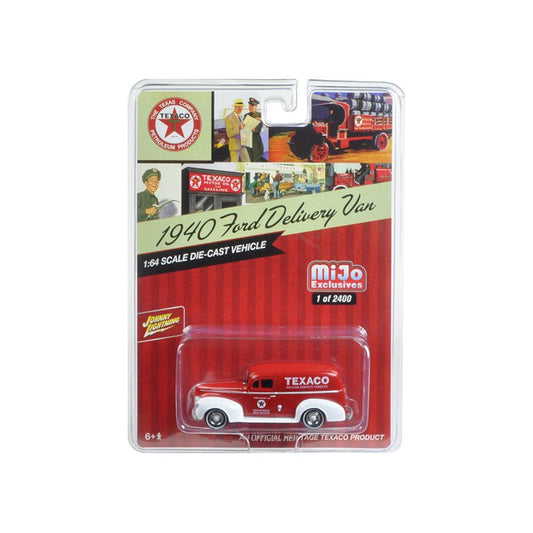 1940 Ford Delivery Van "Texaco" Red 1/64 Diecast Model Car by Johnny Lightning