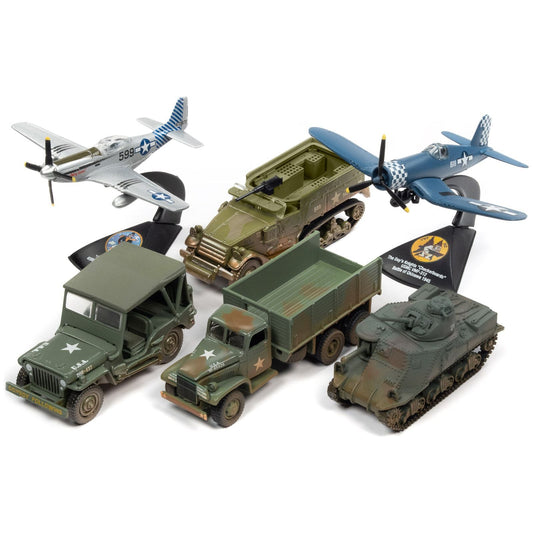 "Pacific Theater Warriors" Military 2022 Set B of 6 pieces Release 1 1/64 -1/144 Diecast Model Cars by Johnny Lightning